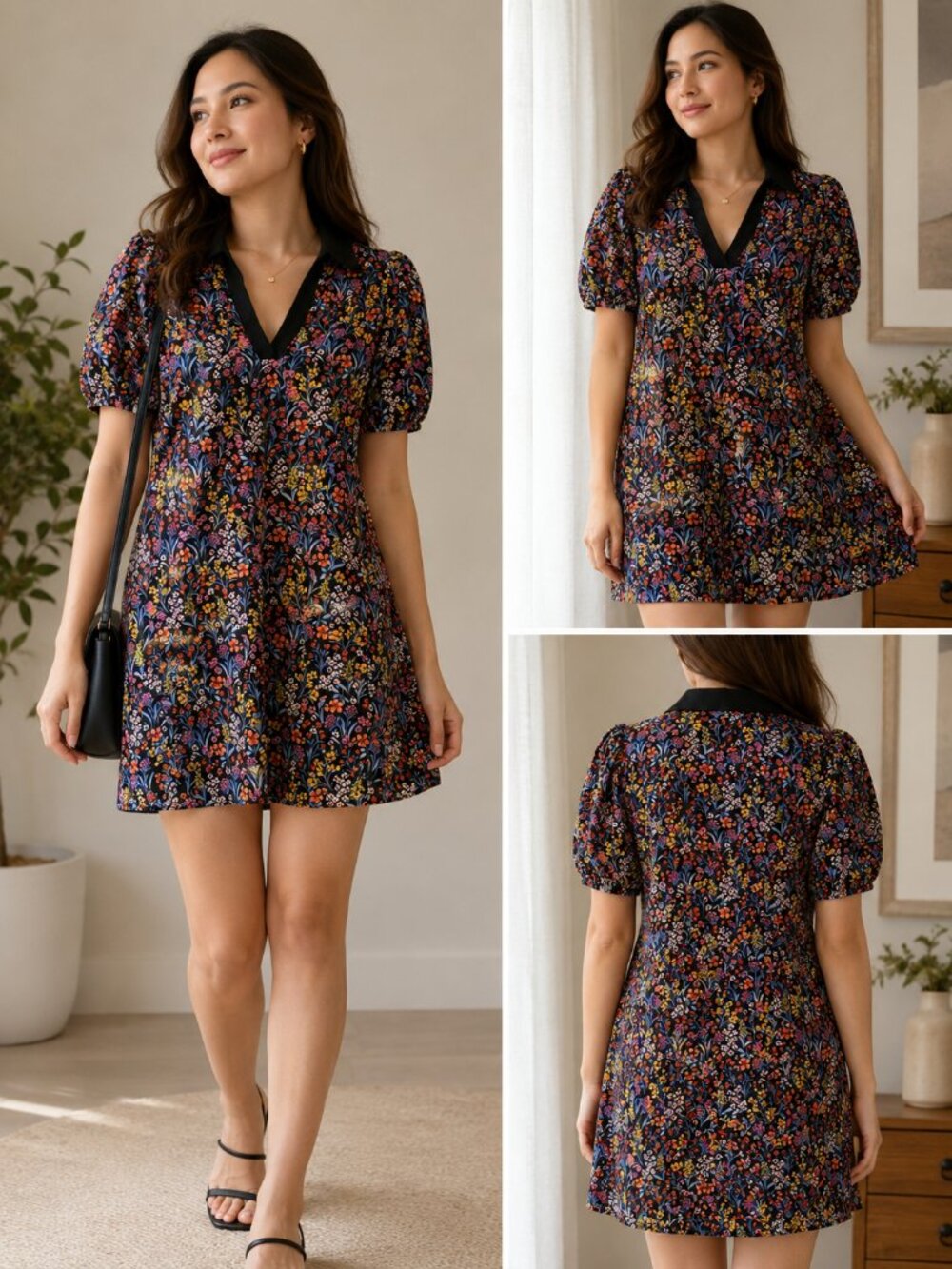 NWT cece collared  floral midi dress S/M